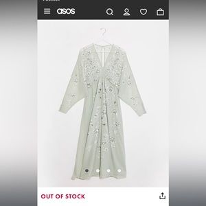 ASOS DESIGN Maternity floral embroidered batwing midi dress in Mint